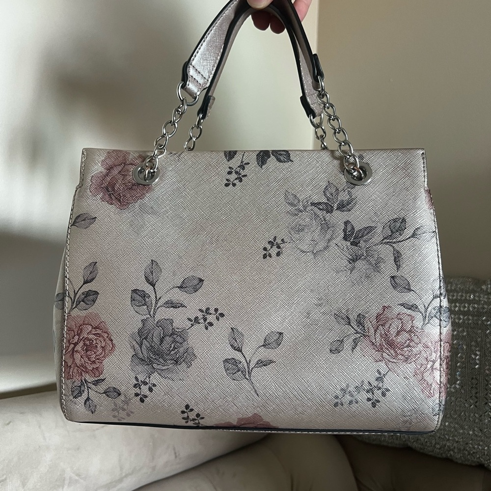 Guess Floral Shoulder Bag and Wallet - Pink and Gray - Picture 3 of 9